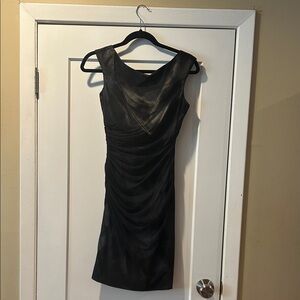 Maggy London Black Ruched Mini Dress